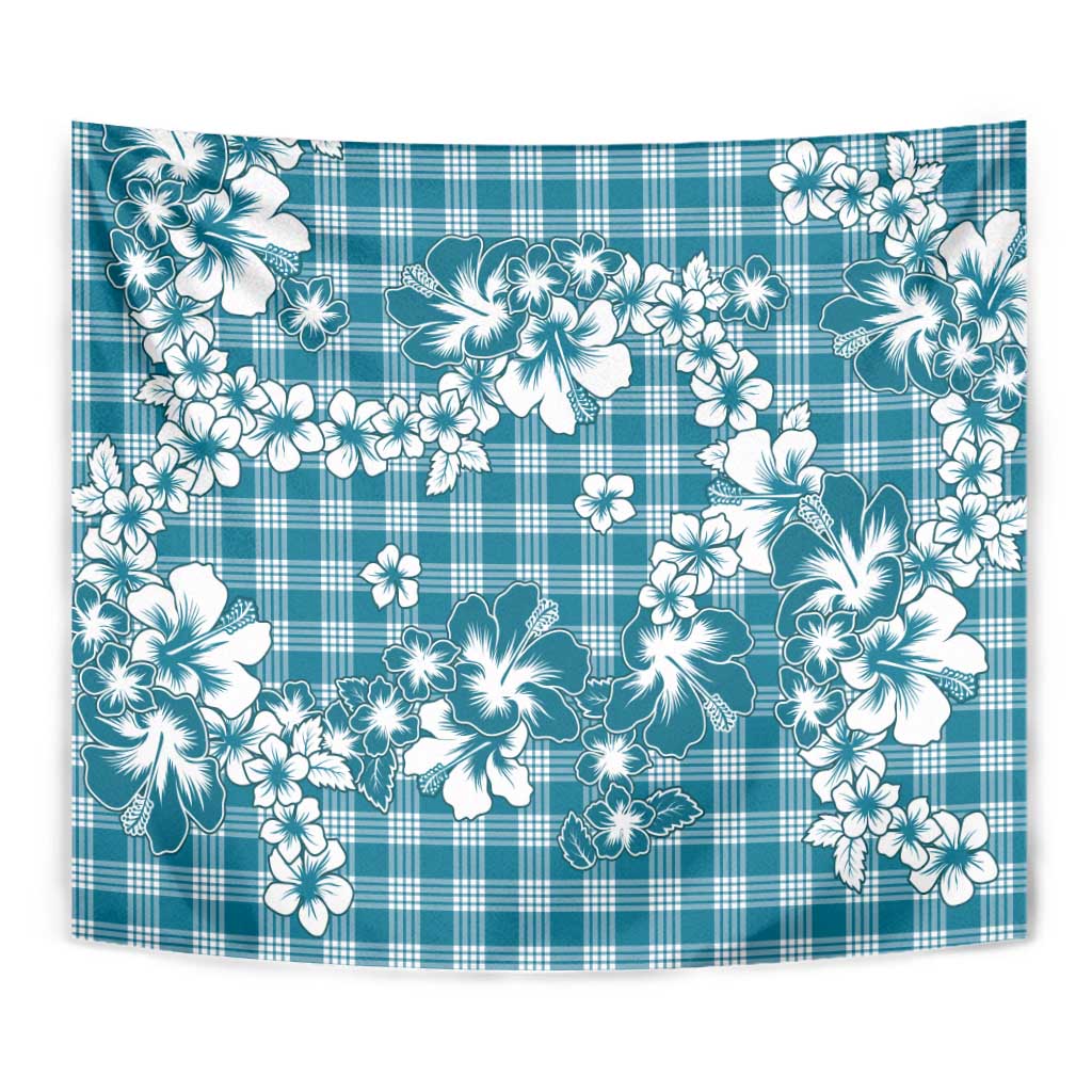 Hibiscus Pakala Ocean Depths Blue Tapestry Tropical Floral Stylized - Polynesian Pride