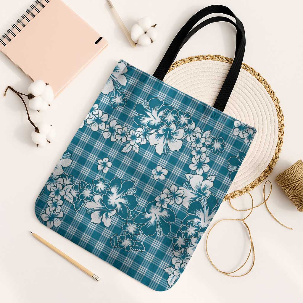 Hibiscus Pakala Ocean Depths Blue Tote Bag Tropical Floral Stylized - Polynesian Pride