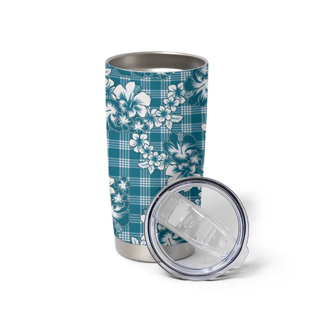 Hibiscus Pakala Ocean Depths Blue Tumbler Cup Tropical Floral Stylized - Polynesian Pride