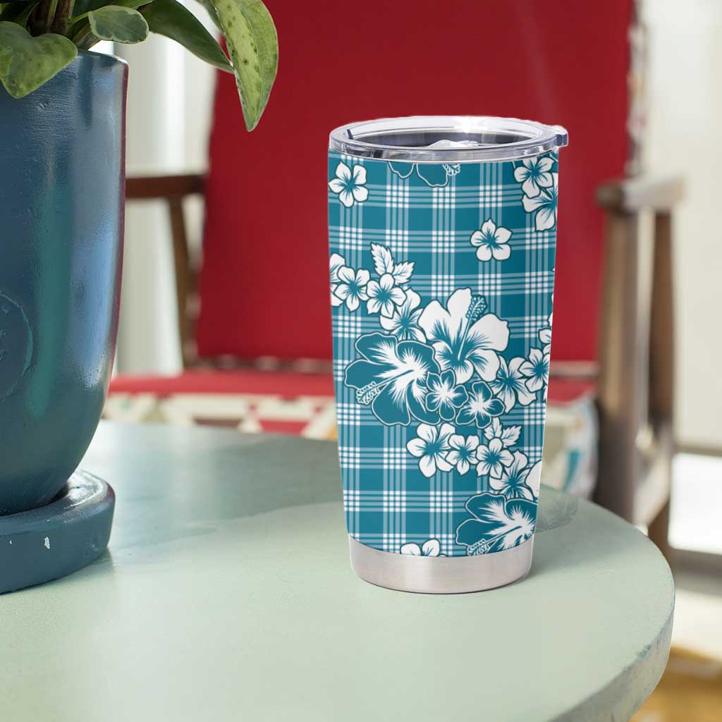 Hibiscus Pakala Ocean Depths Blue Tumbler Cup Tropical Floral Stylized - Polynesian Pride