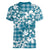 Hibiscus Pakala Ocean Depths Blue Women V-Neck T-Shirt Tropical Floral Stylized - Polynesian Pride