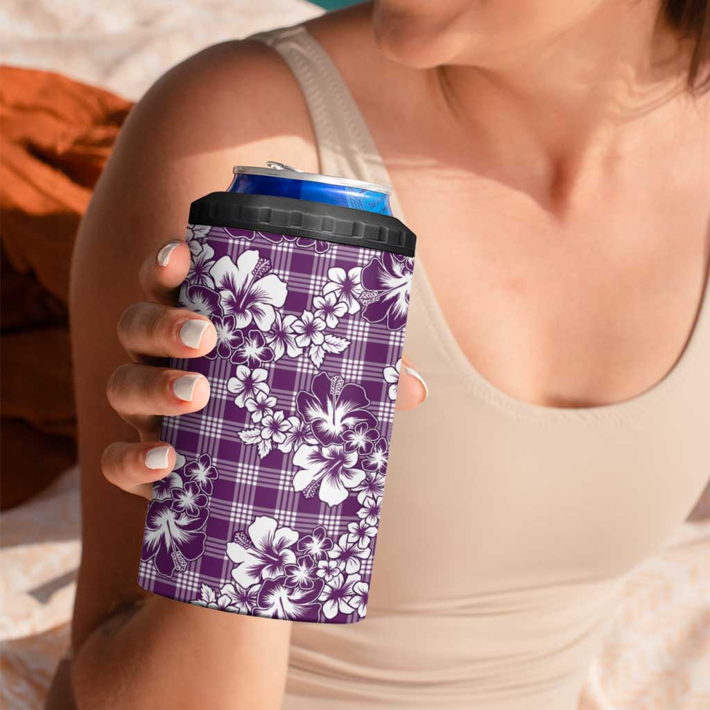 Hibiscus Pakala Sweetie Purple 4 in 1 Can Cooler Tumbler Tropical Floral Stylized - Polynesian Pride
