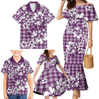 Hibiscus Pakala Sweetie Purple Family Matching Mermaid Dress and Hawaiian Shirt Tropical Floral Stylized LT01 - Polynesian Pride