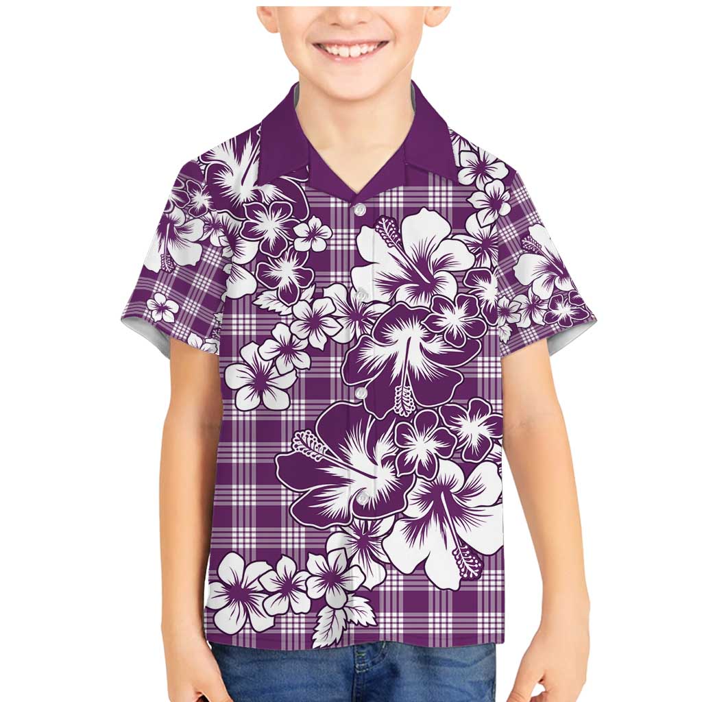 Hibiscus Pakala Sweetie Purple Family Matching Mermaid Dress and Hawaiian Shirt Tropical Floral Stylized LT01 Son's Shirt Purple - Polynesian Pride