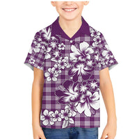 Hibiscus Pakala Sweetie Purple Family Matching Mermaid Dress and Hawaiian Shirt Tropical Floral Stylized LT01 Son's Shirt Purple - Polynesian Pride