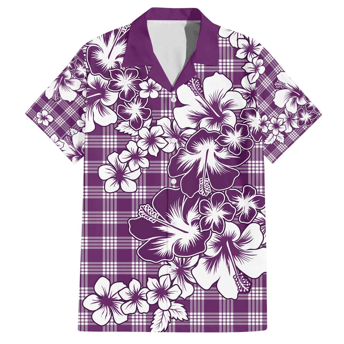 Hibiscus Pakala Sweetie Purple Family Matching Off The Shoulder Long Sleeve Dress and Hawaiian Shirt Tropical Floral Stylized LT01 Dad's Shirt - Short Sleeve Purple - Polynesian Pride