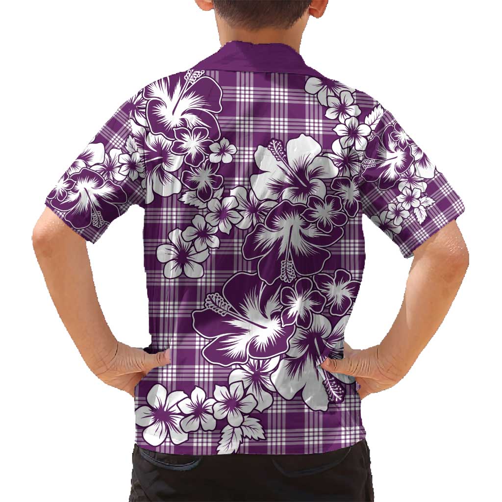 Hibiscus Pakala Sweetie Purple Family Matching Off Shoulder Maxi Dress and Hawaiian Shirt Tropical Floral Stylized LT01 - Polynesian Pride