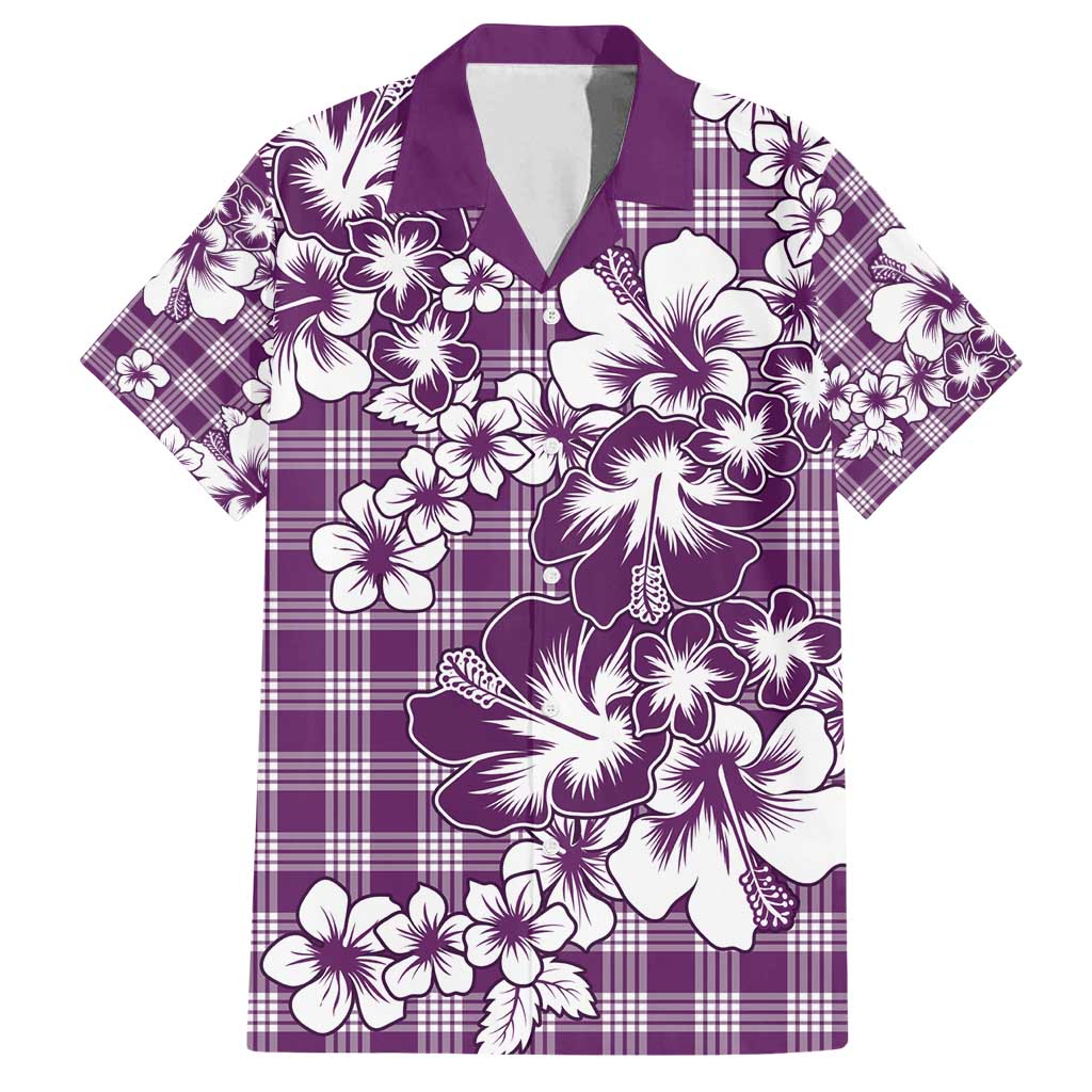 Hibiscus Pakala Sweetie Purple Family Matching Puletasi and Hawaiian Shirt Tropical Floral Stylized LT01 Dad's Shirt - Short Sleeve Purple - Polynesian Pride