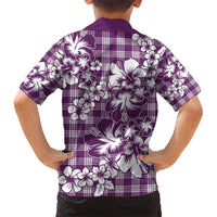 Hibiscus Pakala Sweetie Purple Family Matching Short Sleeve Bodycon Dress and Hawaiian Shirt Tropical Floral Stylized LT01 - Polynesian Pride