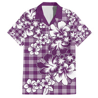 Hibiscus Pakala Sweetie Purple Family Matching Short Sleeve Bodycon Dress and Hawaiian Shirt Tropical Floral Stylized LT01 Dad's Shirt - Short Sleeve Purple - Polynesian Pride