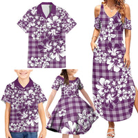 Hibiscus Pakala Sweetie Purple Family Matching Summer Maxi Dress and Hawaiian Shirt Tropical Floral Stylized LT01 - Polynesian Pride
