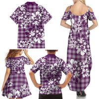 Hibiscus Pakala Sweetie Purple Family Matching Summer Maxi Dress and Hawaiian Shirt Tropical Floral Stylized LT01 - Polynesian Pride