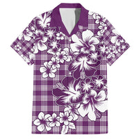 Hibiscus Pakala Sweetie Purple Family Matching Summer Maxi Dress and Hawaiian Shirt Tropical Floral Stylized LT01 Dad's Shirt - Short Sleeve Purple - Polynesian Pride