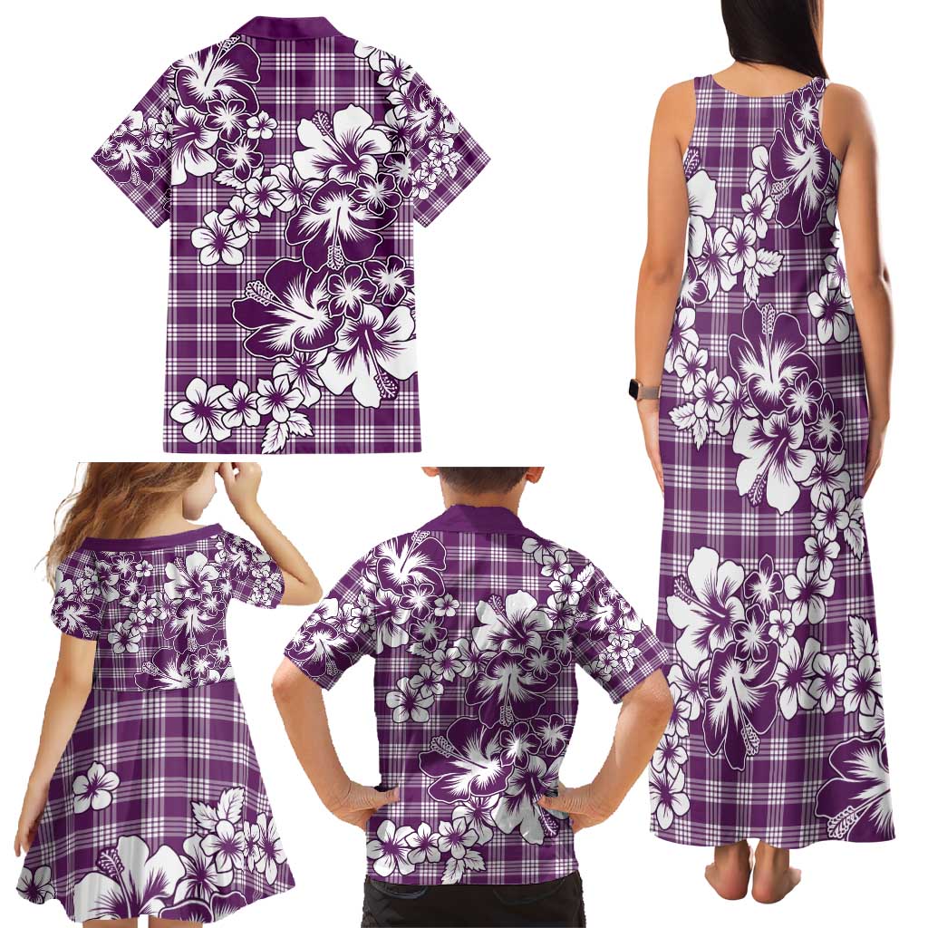 Hibiscus Pakala Sweetie Purple Family Matching Tank Maxi Dress and Hawaiian Shirt Tropical Floral Stylized LT01 - Polynesian Pride