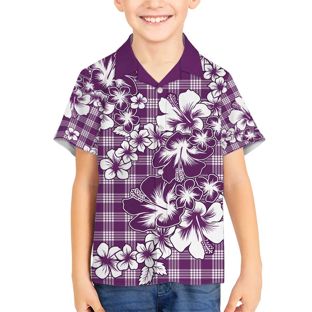 Hibiscus Pakala Sweetie Purple Family Matching Tank Maxi Dress and Hawaiian Shirt Tropical Floral Stylized LT01 Son's Shirt Purple - Polynesian Pride