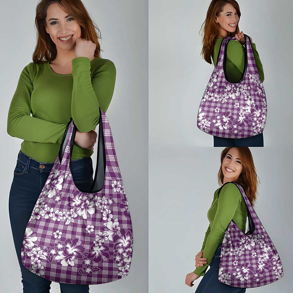 Hibiscus Pakala Sweetie Purple Grocery Bag Tropical Floral Stylized - Polynesian Pride