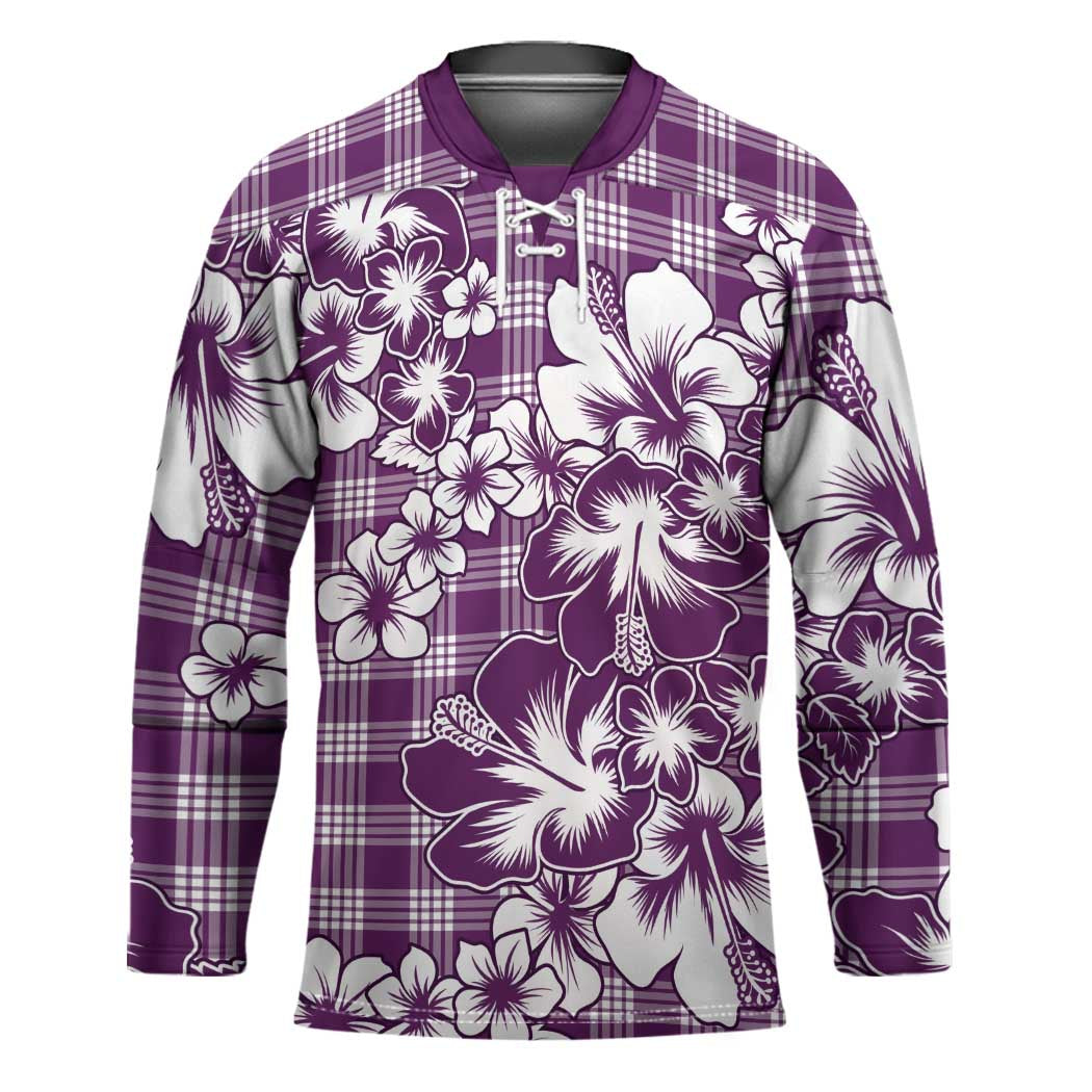 Hibiscus Pakala Sweetie Purple Hockey Jersey Tropical Floral Stylized - Polynesian Pride