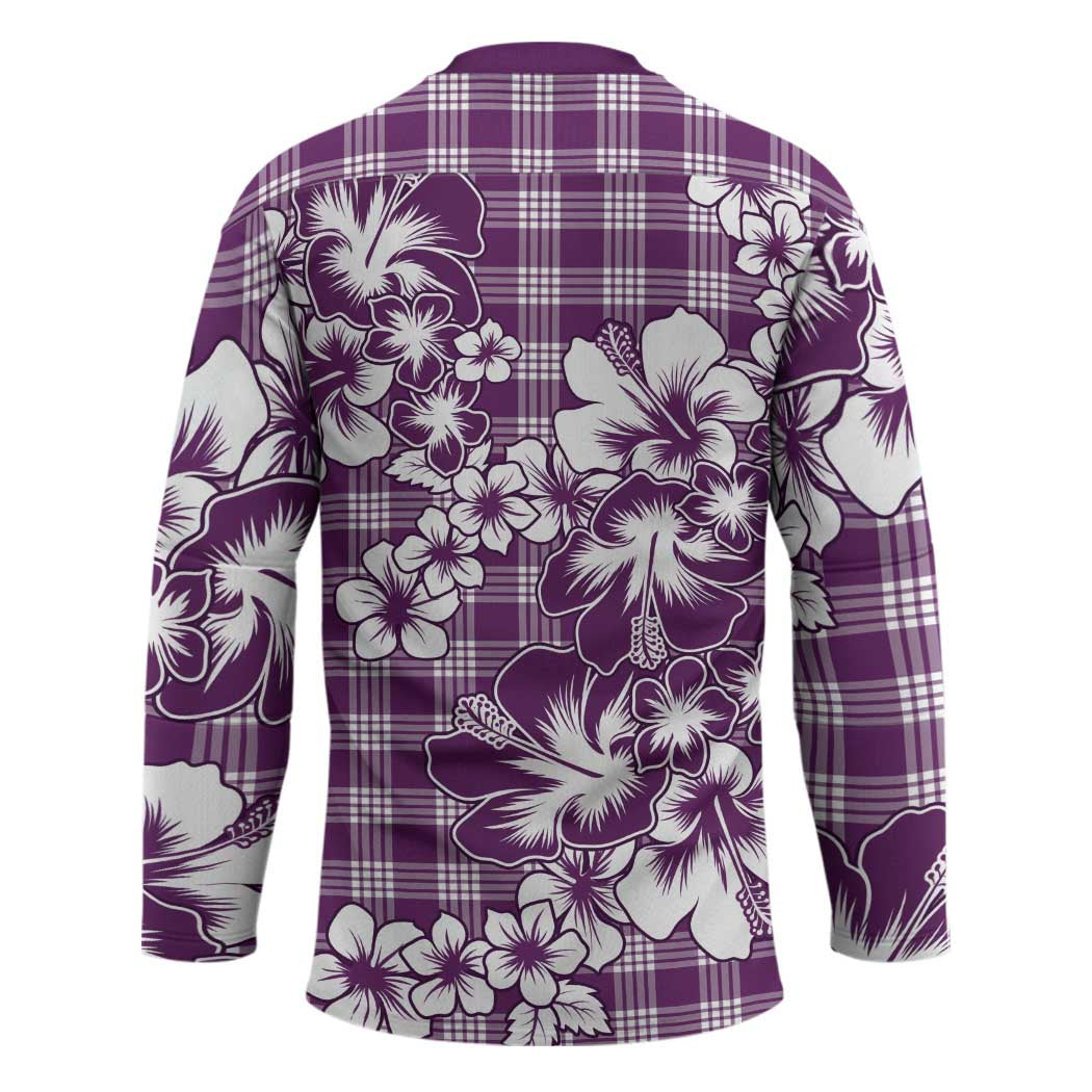 Hibiscus Pakala Sweetie Purple Hockey Jersey Tropical Floral Stylized - Polynesian Pride