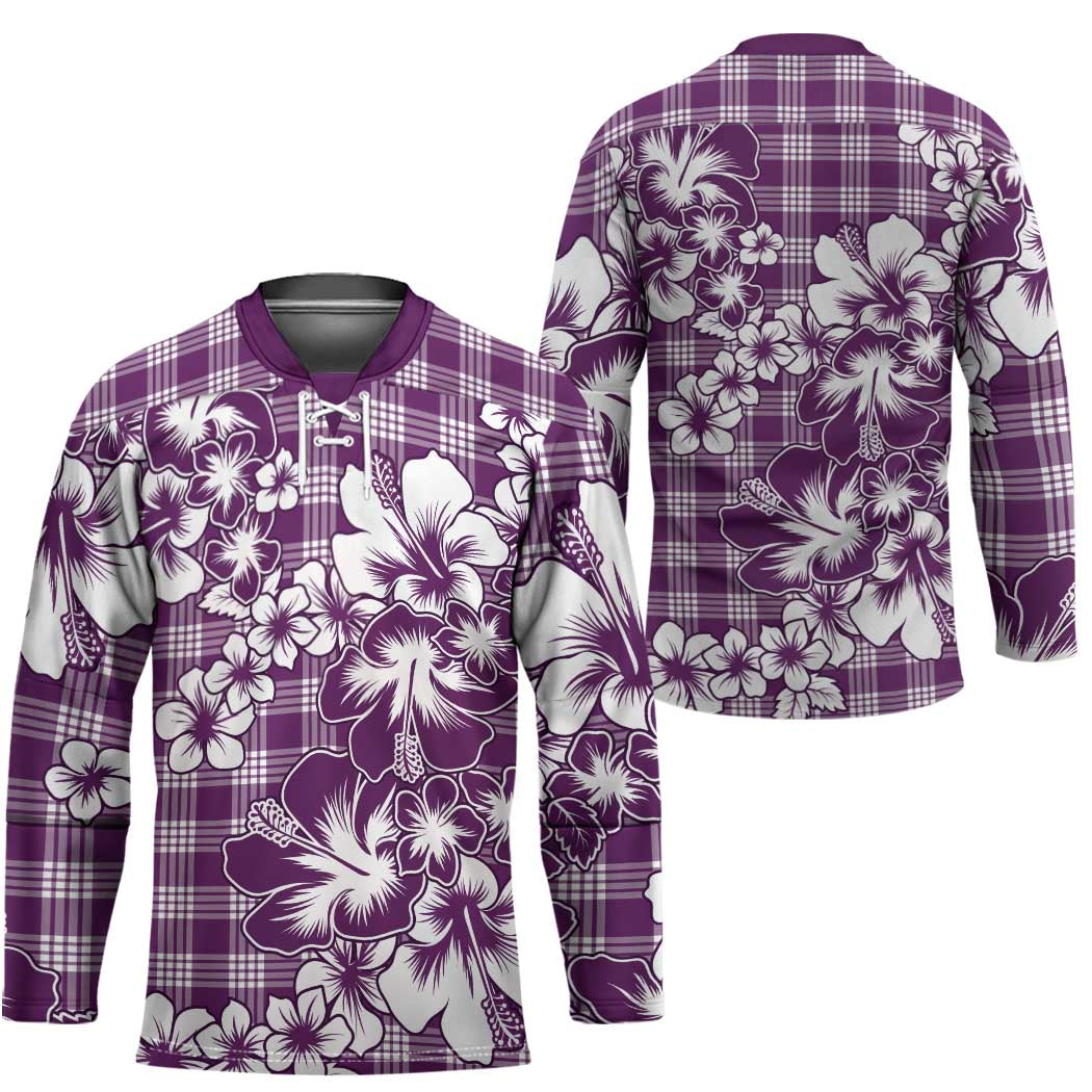Hibiscus Pakala Sweetie Purple Hockey Jersey Tropical Floral Stylized - Polynesian Pride