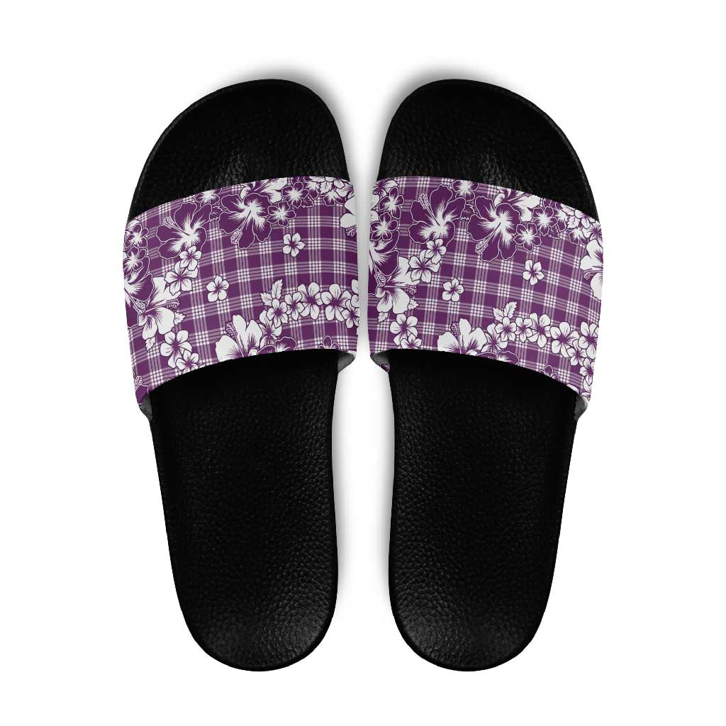 Hibiscus Pakala Sweetie Purple Slide Sandals Tropical Floral Stylized LT01 Purple - Polynesian Pride