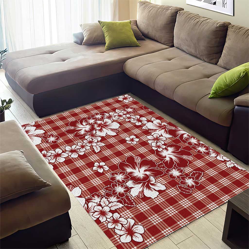 Hibiscus Pakala Fantasy Red Area Rug Tropical Floral Stylized - Polynesian Pride