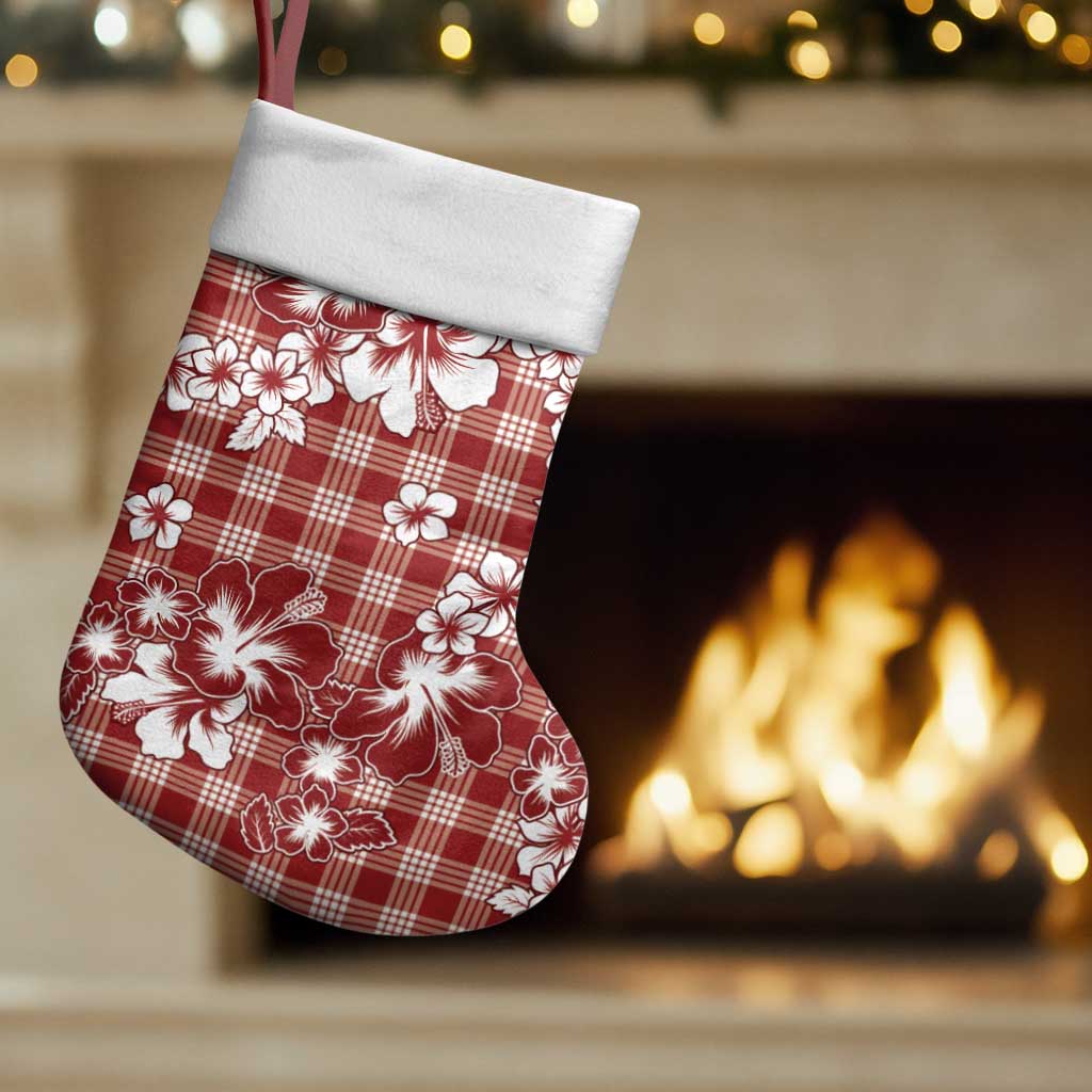 Hibiscus Pakala Fantasy Red Christmas Stocking Tropical Floral Stylized - Polynesian Pride