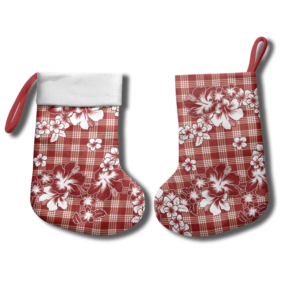 Hibiscus Pakala Fantasy Red Christmas Stocking Tropical Floral Stylized - Polynesian Pride