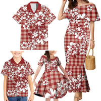 Hibiscus Pakala Fantasy Red Family Matching Mermaid Dress and Hawaiian Shirt Tropical Floral Stylized LT01 - Polynesian Pride