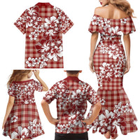 Hibiscus Pakala Fantasy Red Family Matching Mermaid Dress and Hawaiian Shirt Tropical Floral Stylized LT01 - Polynesian Pride
