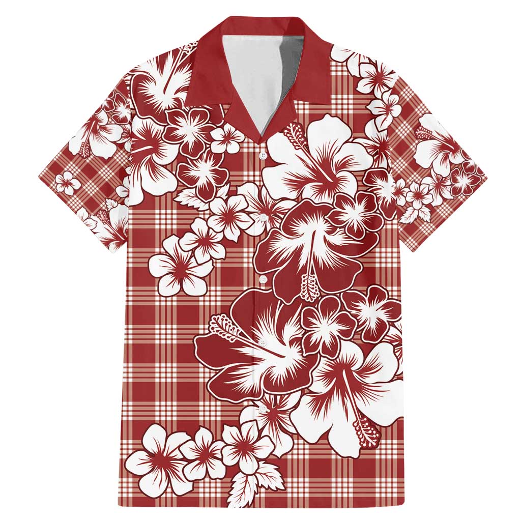 Hibiscus Pakala Fantasy Red Family Matching Mermaid Dress and Hawaiian Shirt Tropical Floral Stylized LT01 Dad's Shirt - Short Sleeve Red - Polynesian Pride