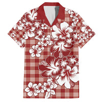 Hibiscus Pakala Fantasy Red Family Matching Off The Shoulder Long Sleeve Dress and Hawaiian Shirt Tropical Floral Stylized LT01 Dad's Shirt - Short Sleeve Red - Polynesian Pride