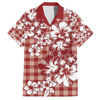 Hibiscus Pakala Fantasy Red Family Matching Off Shoulder Maxi Dress and Hawaiian Shirt Tropical Floral Stylized LT01 Dad's Shirt - Short Sleeve Red - Polynesian Pride