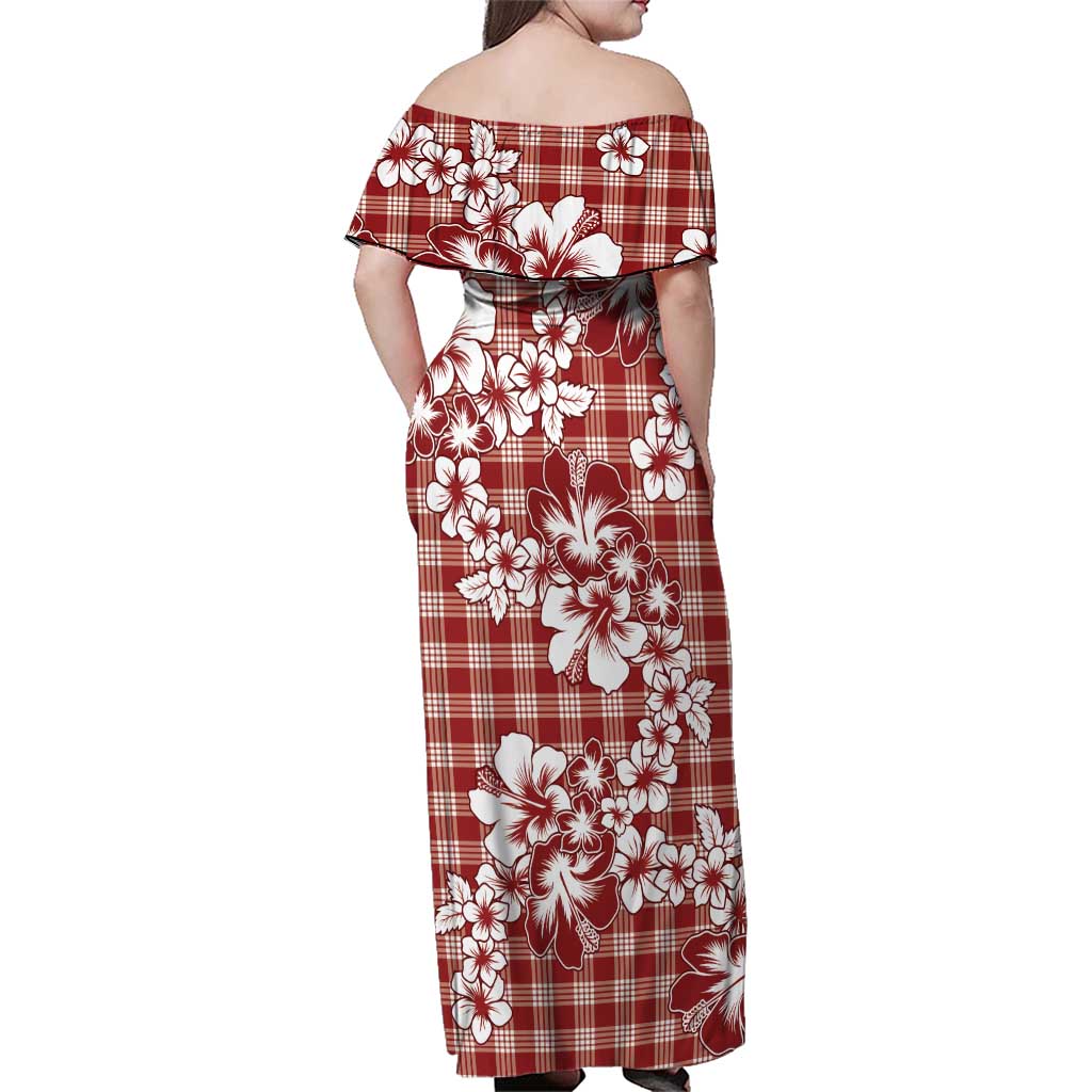 Hibiscus Pakala Fantasy Red Family Matching Off Shoulder Maxi Dress and Hawaiian Shirt Tropical Floral Stylized LT01 - Polynesian Pride