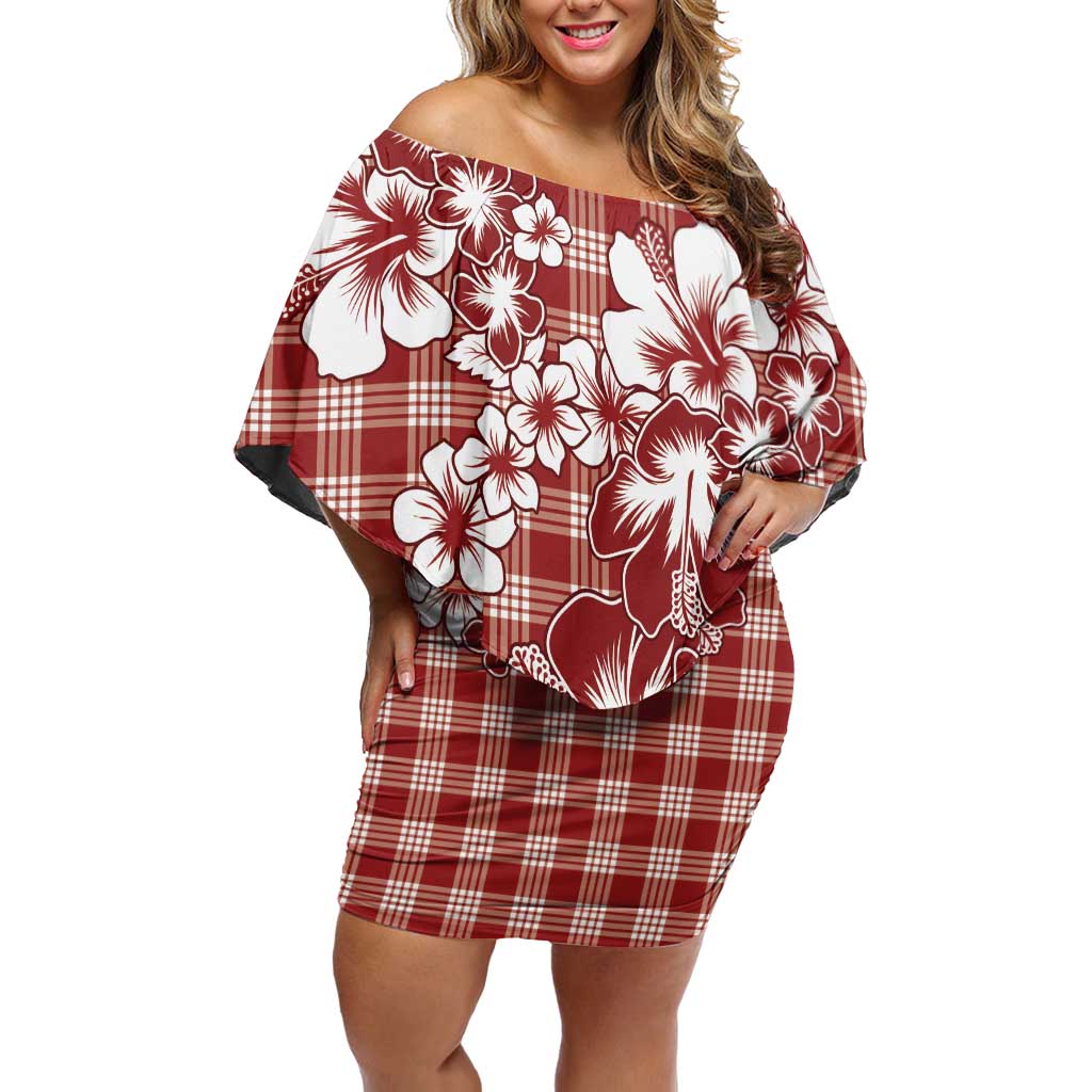 Hibiscus Pakala Fantasy Red Family Matching Off Shoulder Short Dress and Hawaiian Shirt Tropical Floral Stylized LT01 Mom's Dress Red - Polynesian Pride