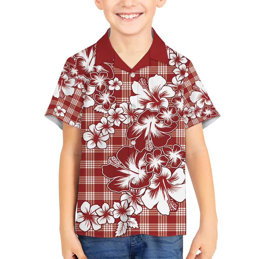 Hibiscus Pakala Fantasy Red Family Matching Off Shoulder Short Dress and Hawaiian Shirt Tropical Floral Stylized LT01 Son's Shirt Red - Polynesian Pride