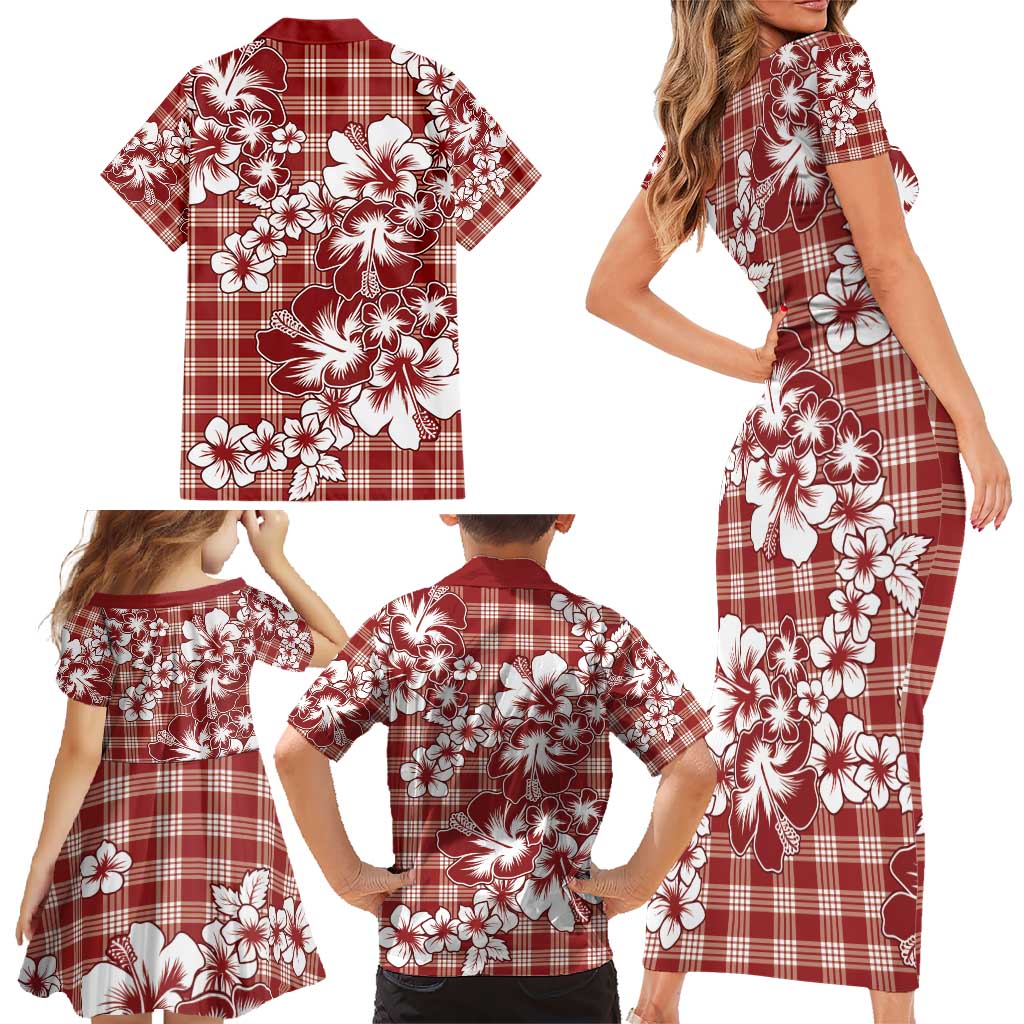 Hibiscus Pakala Fantasy Red Family Matching Short Sleeve Bodycon Dress and Hawaiian Shirt Tropical Floral Stylized LT01 - Polynesian Pride