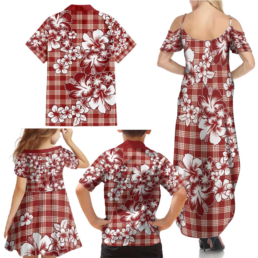 Hibiscus Pakala Fantasy Red Family Matching Summer Maxi Dress and Hawaiian Shirt Tropical Floral Stylized LT01 - Polynesian Pride