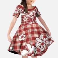 Hibiscus Pakala Fantasy Red Family Matching Tank Maxi Dress and Hawaiian Shirt Tropical Floral Stylized LT01 Daughter's Dress Red - Polynesian Pride