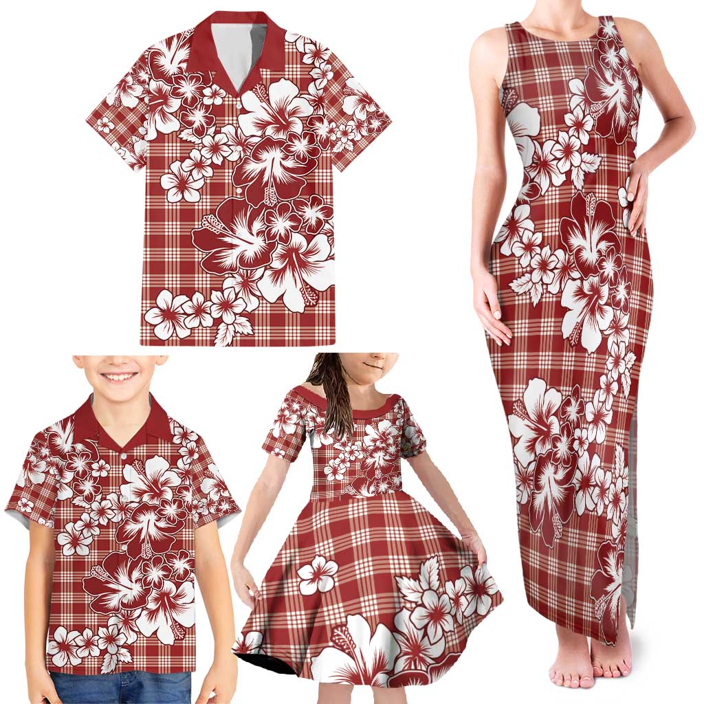Hibiscus Pakala Fantasy Red Family Matching Tank Maxi Dress and Hawaiian Shirt Tropical Floral Stylized LT01 - Polynesian Pride