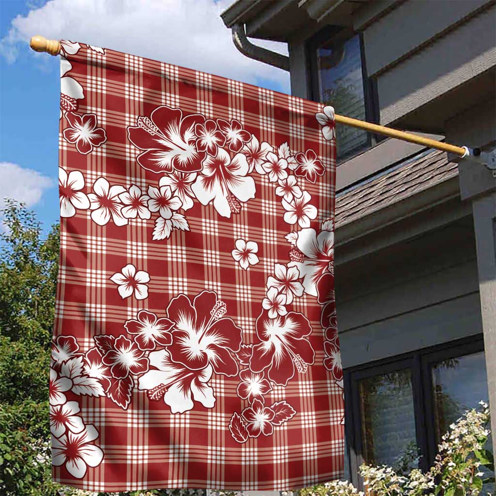 Hibiscus Pakala Fantasy Red Garden Flag Tropical Floral Stylized - Polynesian Pride