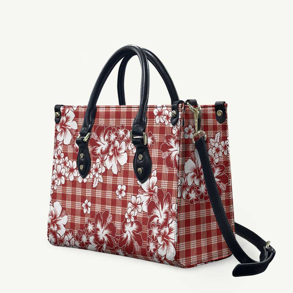 Hibiscus Pakala Fantasy Red Leather Bag Tropical Floral Stylized - Polynesian Pride
