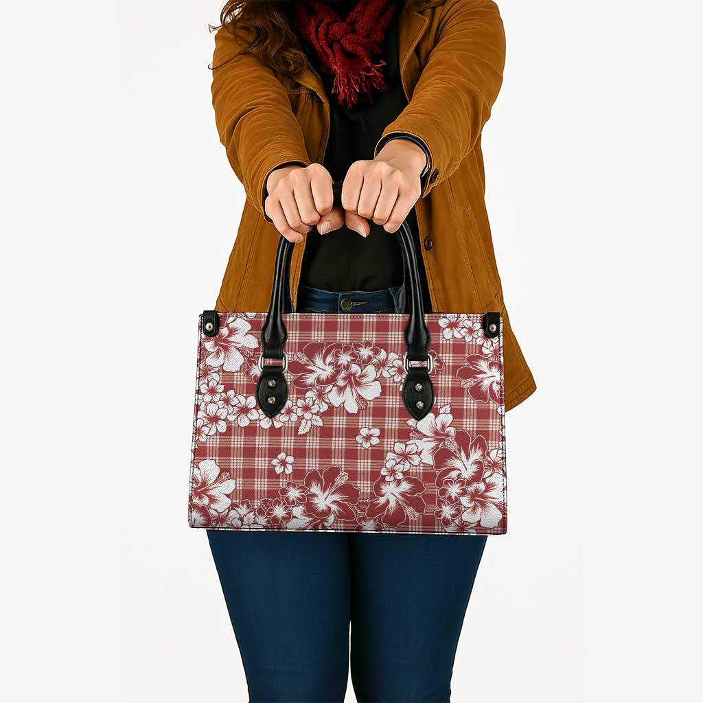 Hibiscus Pakala Fantasy Red Leather Bag Tropical Floral Stylized - Polynesian Pride