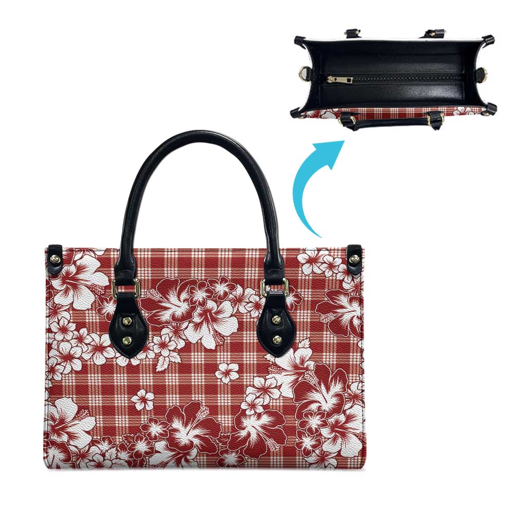 Hibiscus Pakala Fantasy Red Leather Bag Tropical Floral Stylized - Polynesian Pride
