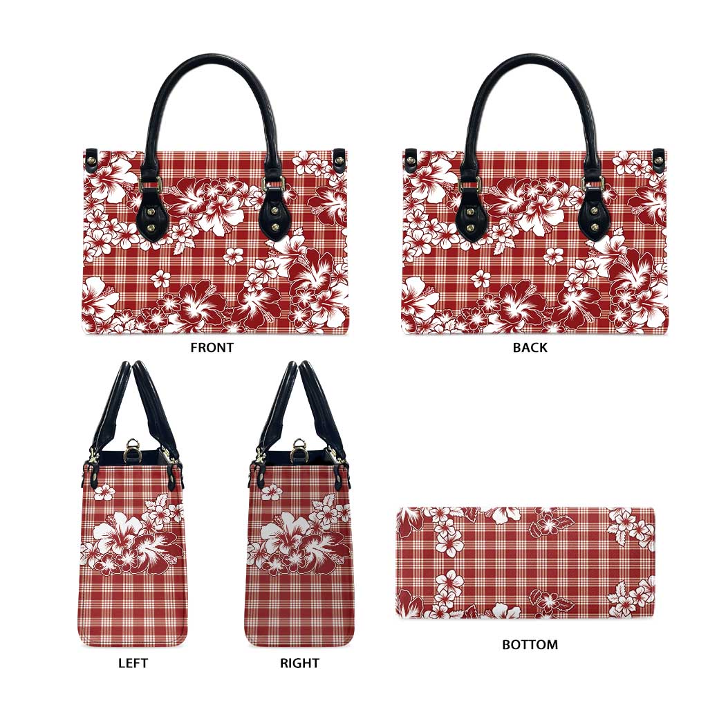 Hibiscus Pakala Fantasy Red Leather Bag Tropical Floral Stylized - Polynesian Pride
