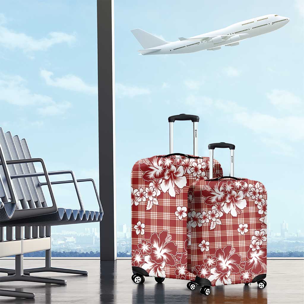 Hibiscus Pakala Fantasy Red Luggage Cover Tropical Floral Stylized - Polynesian Pride