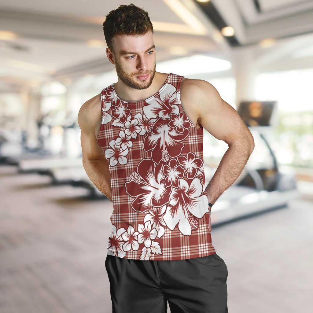 Hibiscus Pakala Fantasy Red Men Tank Top Tropical Floral Stylized - Polynesian Pride