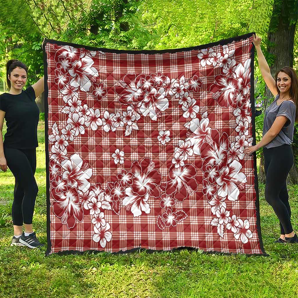 Hibiscus Pakala Fantasy Red Quilt Tropical Floral Stylized - Polynesian Pride