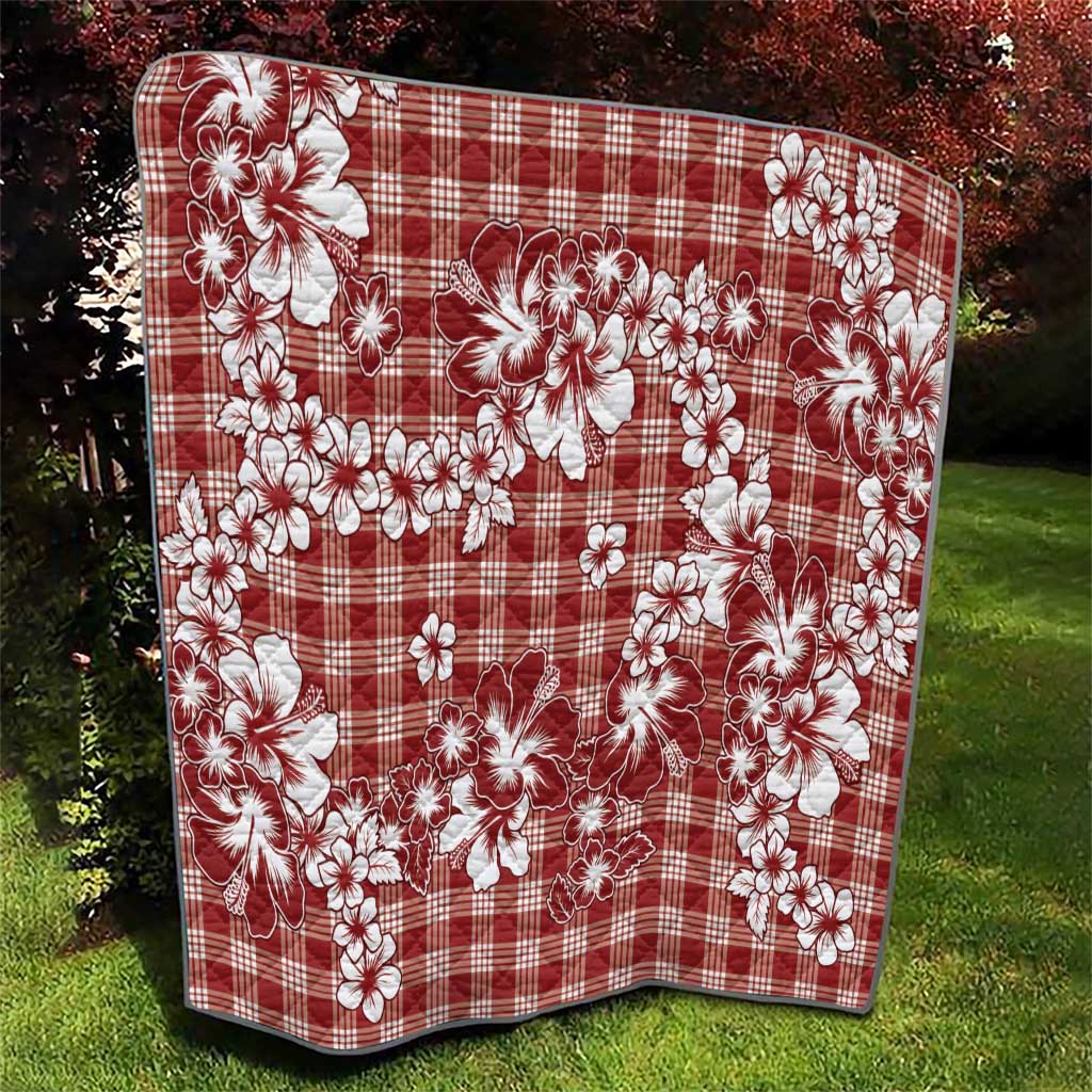 Hibiscus Pakala Fantasy Red Quilt Tropical Floral Stylized - Polynesian Pride