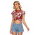 Hibiscus Pakala Fantasy Red Raglan Cropped T Shirt Tropical Floral Stylized - Polynesian Pride