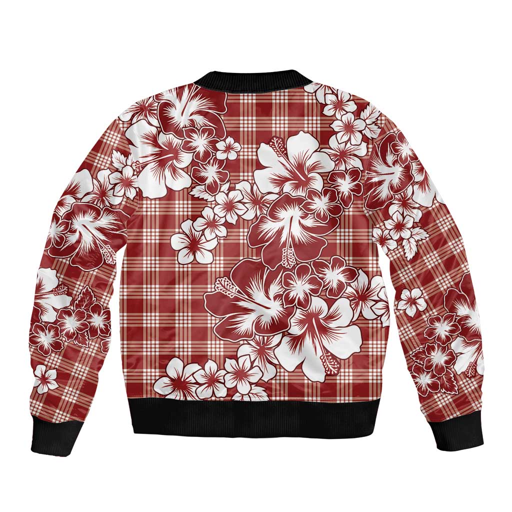 Hibiscus Pakala Fantasy Red Sleeve Zip Bomber Jacket Tropical Floral Stylized - Polynesian Pride